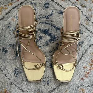 Alexandria Brandao Shoes 8.5 Metallic Gold High Heels